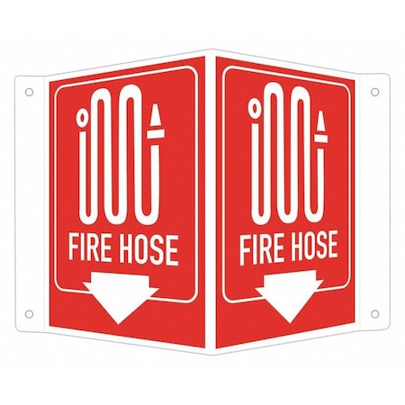 Lyle No Header, FIRE HOSE (W SYM & DOWN ARROW), 7 1/2 in W x 6 in H, V-Shape Projection, Aluminum LCVB-0009-NA_4x6