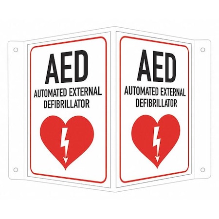 Lyle AED (w Sym), 7 1/2 in W x 6 in H, V-Shape Projection, Aluminum, LCVB-0013-NA_4x6 LCVB-0013-NA_4x6