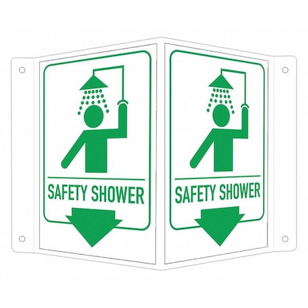 Lyle Safety Shower (w Down Arrow), 7 1/2 in W x 6 in H, V-Shape Projection, Aluminum, LCVB-0027-RA_4x6 LCVB-0027-RA_4x6