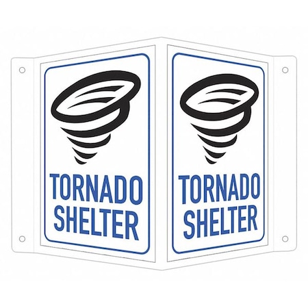 Lyle Tornado Shelter (w Sym), 7 1/2 in W x 6 in H, V-Shape Projection, Aluminum, LCVB-0033-RA_4x6 LCVB-0033-RA_4x6