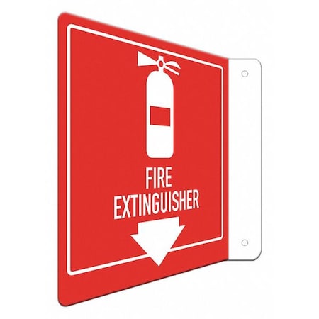 Lyle No Header, FIRE EXTINGUISHER (W SYM & DOWN ARROW), 8 in W x 8 in H, L-Shape Projection, Aluminum LCFL-0002-NA_8x8