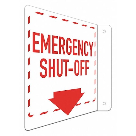 Lyle Emergency Shut-Off (w Down Arrow), 8 in W x 8 in H, L-Shape Projection, Aluminum, LCFL-0003-RA_8x8 LCFL-0003-RA_8x8
