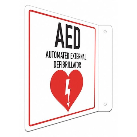 Lyle AED Automated External Defibrillator, 8 in x 8 in, L-Shape Projection, Aluminum, LCFL-0006-RA_8x8 LCFL-0006-RA_8x8