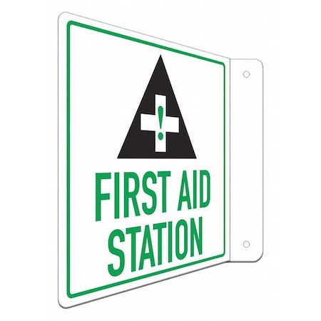 Lyle First Aid Station (w Sym), 8 in W x 8 in H, L-Shape Projection, Aluminum, LCFL-0012-NA_8x8 LCFL-0012-NA_8x8