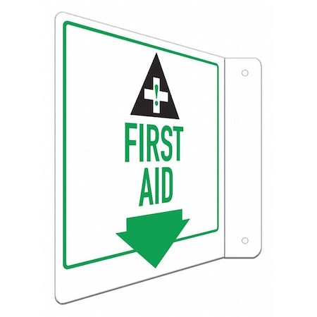 Lyle First Aid (w Sym), 8 in W x 8 in H, L-Shape Projection, Aluminum, LCFL-0026-NA_8x8 LCFL-0026-NA_8x8