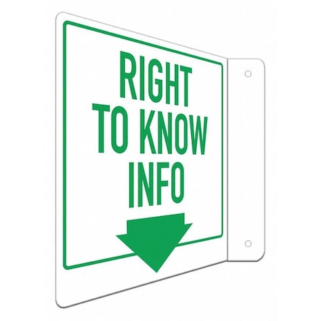 Lyle No Header, Right To Know Info (w Down Arrow), 8 in W x 8 in H, L-Shape Projection, Aluminum LCFL-0027-NA_8x8
