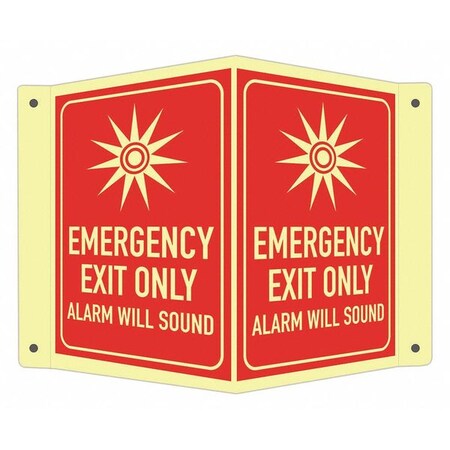 Lyle Exit Sign, Recycled Aluminum, 7-1/2" W, 6" H, Red LCVB-0003-GA_4x6