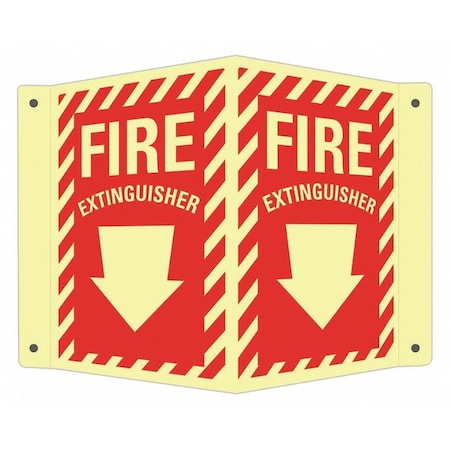 Lyle No Header, FIRE EXTINGUISHER (W DOWN ARROW), 7 1/2 in W x 6 in H, V-Shape Projection, Aluminum LCVB-0007-GA_4x6