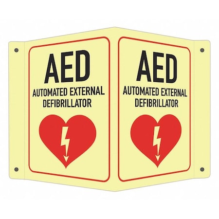Lyle AED (w Sym), 7 1/2 in W x 6 in H, V-Shape Projection, Aluminum, LCVB-0013-GA_4x6 LCVB-0013-GA_4x6