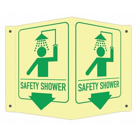 Lyle Safety Shower (w Down Arrow), 7 1/2 in W x 6 in H, V-Shape Projection, Aluminum, LCVB-0027-GA_4x6 LCVB-0027-GA_4x6