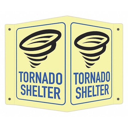 Lyle Tornado Shelter (w Sym), 7 1/2 in W x 6 in H, V-Shape Projection, Aluminum, LCVB-0033-GA_4x6 LCVB-0033-GA_4x6