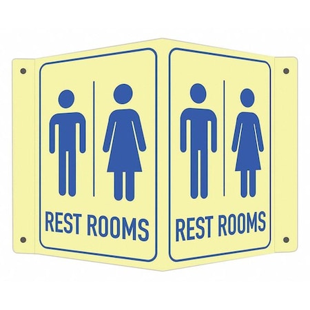 Lyle Restrooms (w Sym), 7 1/2 in W x 6 in H, V-Shape Projection, Aluminum, LCVB-0037-GA_4x6 LCVB-0037-GA_4x6