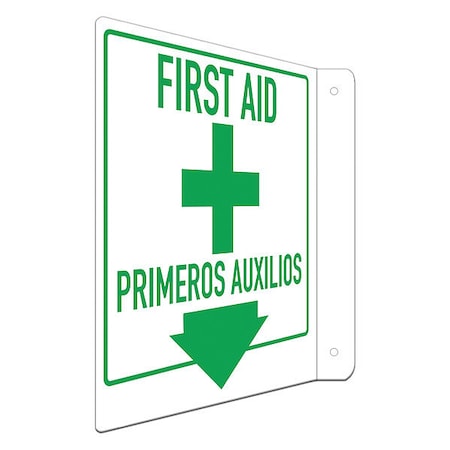 Lyle First Aid/Primeros Auxilios, 8 in W x 12 in H, L-Shape Projection, Aluminum, LCFL-0036-RA_8x12 LCFL-0036-RA_8x12