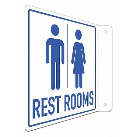Lyle Rest Rooms (w Sym), 8 in W x 8 in H, L-Shape Projection, Aluminum, LCFL-0015-NA_8x8 LCFL-0015-NA_8x8