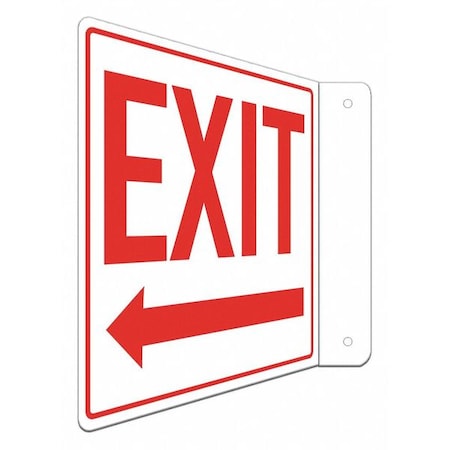 Lyle Exit Sign, Recycled Aluminum, 8" W, 8" H, EXIT ( LEFT ARROW), White LCFL-0019-RA_8x8