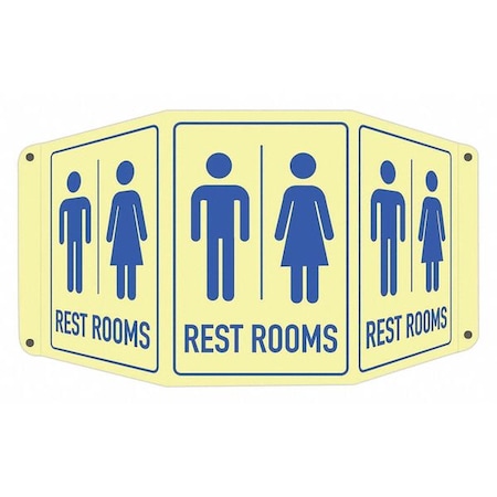 Lyle Rest Rooms (w Sym), 17 1/2 in W x 10 in H, Tri-Bend, Aluminum, LCTB-0006-GA_7x10 LCTB-0006-GA_7x10
