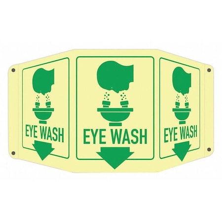 Lyle Eye Wash (w sym & down arrow), 17 1/2 in W x 10 in H, Tri-Bend, Aluminum, LCTB-0009-GA_7x10 LCTB-0009-GA_7x10