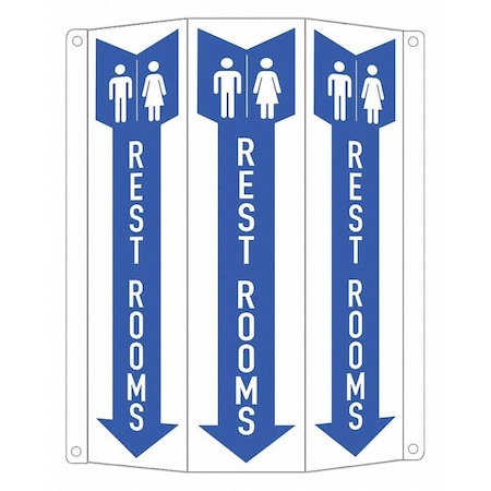 Lyle Rest Room (w Sym & Down Arrow), 8 1/4 in W x 12 in H, Tri-Bend, Aluminum, LCTB-0017-RA_2.67x12 LCTB-0017-RA_2.67x12