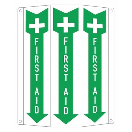 Lyle First Aid (w Sym & Down Arrow), 8 1/4 in W x 12 in H, Tri-Bend, Aluminum, LCTB-0019-RA_2.67x12 LCTB-0019-RA_2.67x12