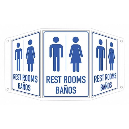 Lyle Rest Rooms Banos (w Sym), 17 1/2 in W x 10 in H, Tri-Bend, Aluminum, LCTB-0007-RA_7X10 LCTB-0007-RA_7X10