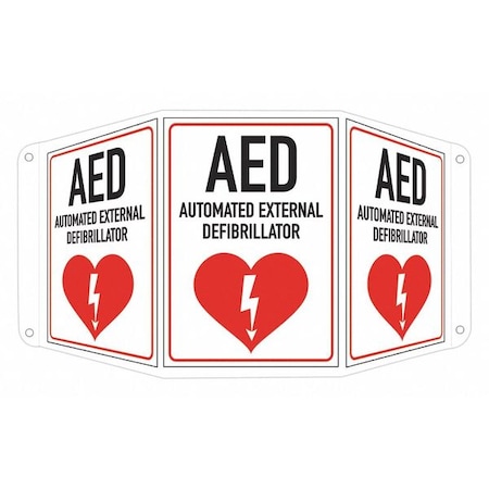 Lyle AED (w sym), 17 1/2 in W x 10 in H, Tri-Bend, Aluminum, LCTB-0012-NA_7x10 LCTB-0012-NA_7x10