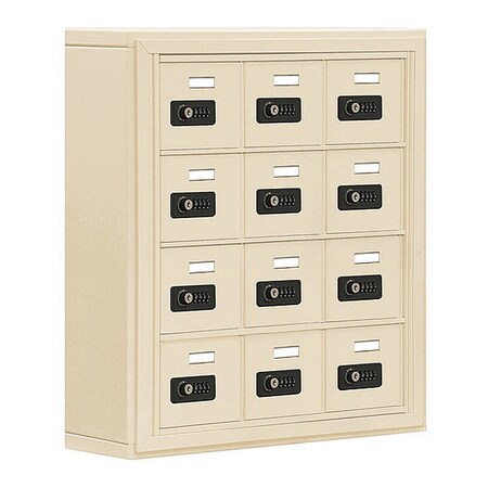 Salsbury Industries Cell Phone Locker, 24" W, 6-1/4" D, 25-1/2" H, (3) Wide, (4) Tier, Sand 19045-12SSC