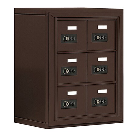 Salsbury Industries Cell Phone Locker, 17-1/2" W, 9-1/4" D, 20" H, (2) Wide, (3) Tier, Bronze 19038-06ZSC