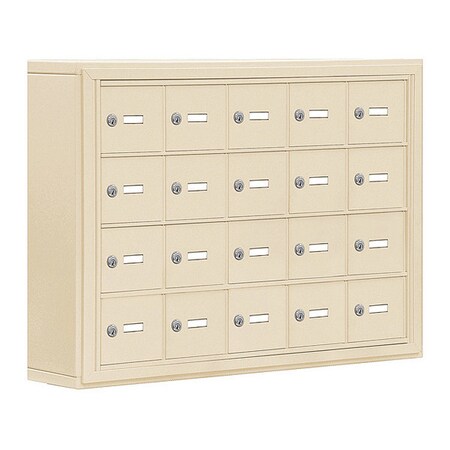 Salsbury Industries Cell Phone Locker, 37" W, 6-1/4" D, 25-1/2" H, (5) Wide, (4) Tier, Sand 19045-20SSK