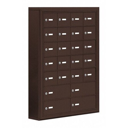 Salsbury Industries Cell Phone Locker, 30-1/2" W, 6-1/4" D, 42" H, (4) Wide, (7) Tier, Bronze 19075-24ZSK