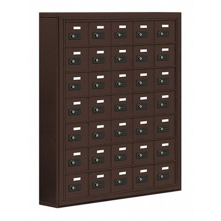 Salsbury Industries Cell Phone Locker, 37" W, 6-1/4" D, 42" H, (5) Wide, (7) Tier, Bronze 19075-35ZSC