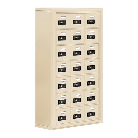 Salsbury Industries Cell Phone Locker, 24" W, 9-1/4" D, 42" H, (3) Wide, (7) Tier, Sand 19078-21SSC