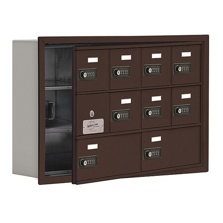 Salsbury Industries Cell Phone Locker, 29-1/4" W, 5-3/4" D, 18-3/4" H, (4) Wide, (3) Tier, Bronze 19135-10ZRC