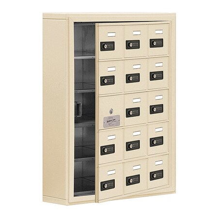 Salsbury Industries Cell Phone Locker, 24" W, 6-1/4" D, 31" H, (3) Wide, (5) Tier, Sand 19155-15SSC