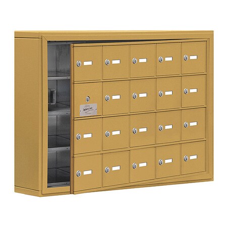 Salsbury Industries Cell Phone Locker, 37" W, 6-1/4" D, 25-1/2" H, (5) Wide, (4) Tier, Gold 19145-20GSK