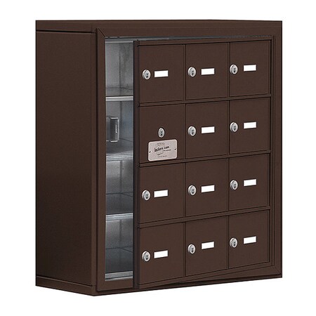 Salsbury Industries Cell Phone Locker, 24" W, 9-1/4" D, 25-1/2" H, (3) Wide, (4) Tier, Bronze 19148-12ZSK