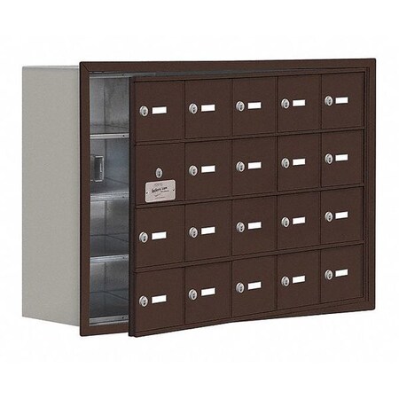 Salsbury Industries Cell Phone Locker, 35-3/4" W, 8-3/4" D, 24-1/4" H, (5) Wide, (4) Tier, Bronze 19148-20ZRK