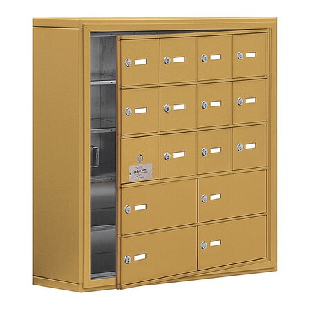 Salsbury Industries Cell Phone Locker, 30-1/2" W, 9-1/4" D, 31" H, (4) Wide, (5) Tier, Gold 19158-16GSK