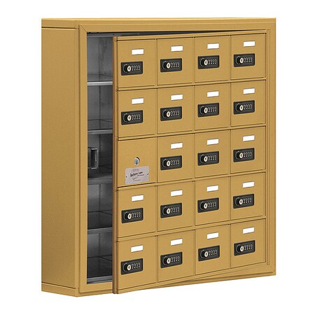 Salsbury Industries Cell Phone Locker, 30-1/2" W, 6-1/4" D, 31" H, (4) Wide, (5) Tier, Gold 19155-20GSC