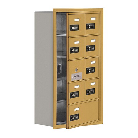 Salsbury Industries Cell Phone Locker, 16-1/4" W, 8-3/4" D, 29-3/4" H, (2) Wide, (5) Tier, Gold 19158-09GRC