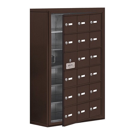 Salsbury Industries Cell Phone Locker, 24" W, 9-1/4" D, 36-1/2" H, (3) Wide, (6) Tier, Bronze 19168-18ZSK
