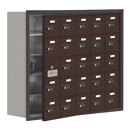 Salsbury Industries Cell Phone Locker, 35 3/4 in W, 8 3/4 in D, 29 3/4 in H, (5) Tier, (5) Wide, Bronze 19158-25ZRC