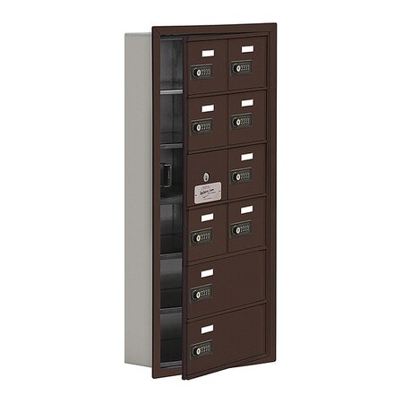 Salsbury Industries Cell Phone Locker, 16-1/4" W, 5-3/4" D, 35-1/4" H, (2) Wide, (6) Tier, Bronze 19165-10ZRC