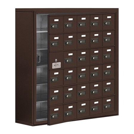 Salsbury Industries Cell Phone Locker, 37" W, 9-1/4" D, 36-1/2" H, (5) Wide, (6) Tier, Bronze 19168-30ZSC