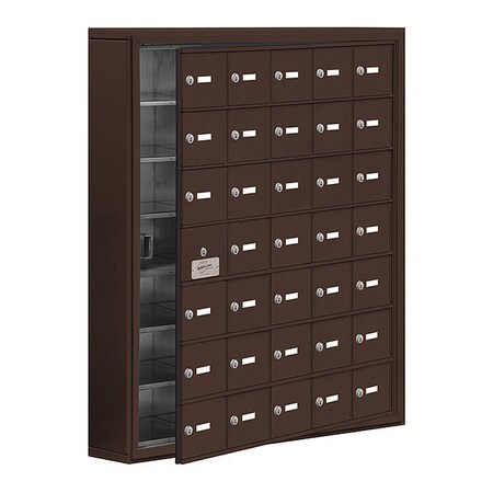 Salsbury Industries Cell Phone Locker, 37" W, 6-1/4" D, 42" H, (5) Wide, (7) Tier, Bronze 19175-35ZSK