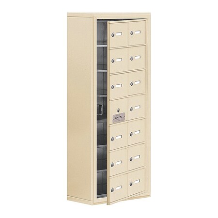 Salsbury Industries Cell Phone Locker, 17-1/2" W, 9-1/4" D, 42" H, (2) Wide, (7) Tier, Sand 19178-14SSK