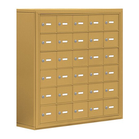 Salsbury Industries Cell Phone Locker, 37" W, 9-1/4" D, 36-1/2" H, (5) Wide, (6) Tier, Gold 19068-30GSK