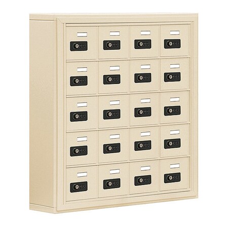 Salsbury Industries Cell Phone Locker, 30-1/2" W, 6-1/4" D, 31" H, (4) Wide, (5) Tier, Sand 19055-20SSC