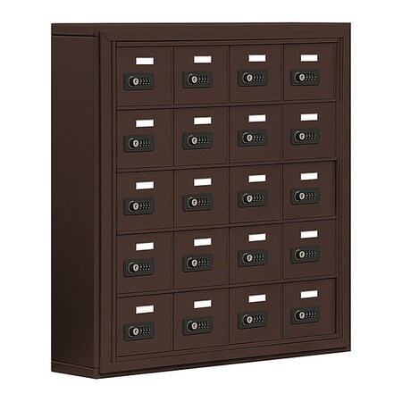 Salsbury Industries Cell Phone Locker, 30-1/2" W, 6-1/4" D, 31" H, (4) Wide, (5) Tier, Bronze 19055-20ZSC