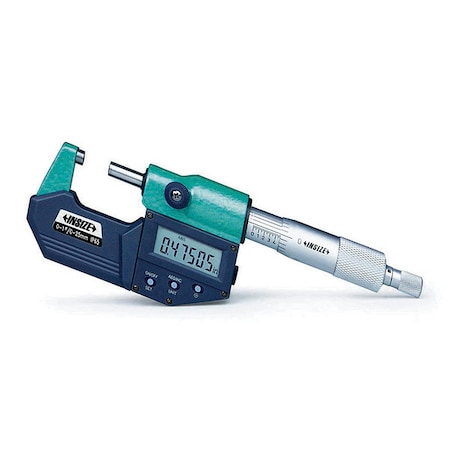 Insize Electronic Outside Micrometer, 5 to 6"/125 to 150mm Range, 0.00005"/0.001mm 3101-150E