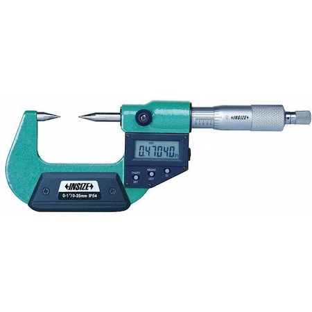 Insize Electronic Outside Micrometer, 0 to 1"/0 to 25mm Range, 0.00005"/0.001mm 3530-25BE